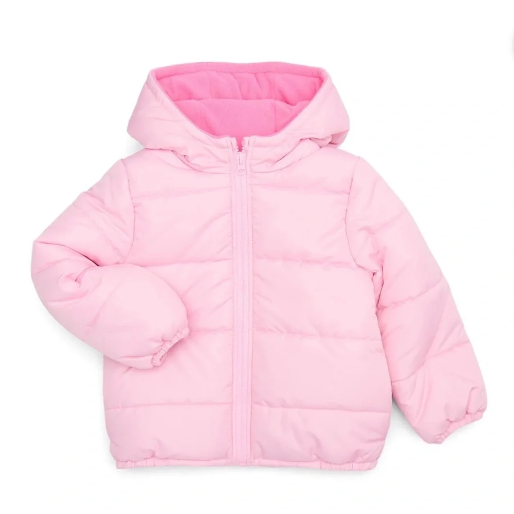 London Fog Pink Kids Puffer Jacket NEW XL 10-12 Hooded Full Zip